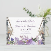 Paarse Floral Wiccan Rite of Union Handfasting Save The Date (Staand voorkant)