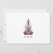 Paarse Floral Wiccan Rite of Union Handfasting Save The Date (Achterkant)