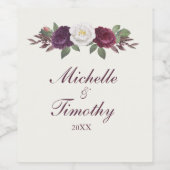 Paarse Floral Wijn Etiket (Enkel label)