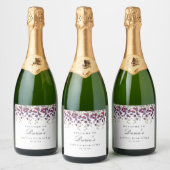 Paarse Floral Wine Label Sparkling Wijnetiket (Flessen)
