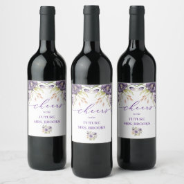 Paarse Floral Wine Label Wijn Etiket