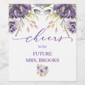 Paarse Floral Wine Label Wijn Etiket (Enkel label)