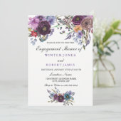 Paarse Floral Winter Wedding Enagment Shower Kaart (Staand voorkant)