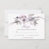 Paarse Floral Winter Wedding RSVP (Voorkant)