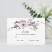 Paarse Floral Winter Wedding RSVP (Staand voorkant)