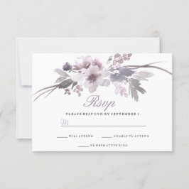 Paarse Floral Winter Wedding RSVP Kaartje