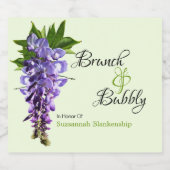 Paarse Floral Wisteria Brunch Bubble Vrijgezellenf Sparkling Wijnetiket (Enkel label)