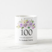  Paarse Floral Womans 100th Birthday Gift Koffiemok (Center)
