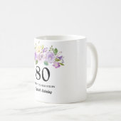 Paarse Floral Womans 80th Birthday Gift Koffiemok (Voorkant rechts)
