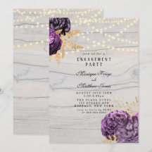 Paarse Floral Wood String Lights Engagement Party