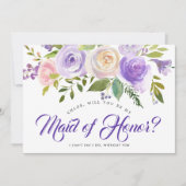 Paarse Floral word jij mijn dochter van een eerste Kaart (Voorkant)