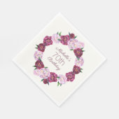 Paarse  Floral Wreath 70th Birthday Servet (Hoek)