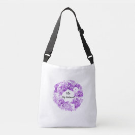 Paarse Floral Wreath Bridesmaid Canvas tas