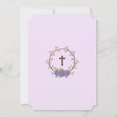 Paarse Floral Wreath Cross Baptisme Christening Kaart (Achterkant)