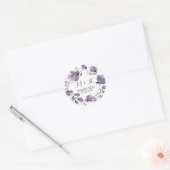 Paarse Floral Wreath Monogram Dank u Sticker (Envelop)