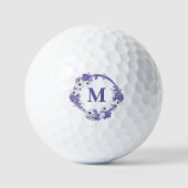 Paarse Floral Wreath Monogram Golfballen (Voorkant)