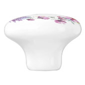 Paarse Floral Wreath Monogram Keramische Knop (Zijkant)