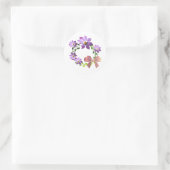 Paarse Floral Wreator met boeg Ronde Sticker (Tas)