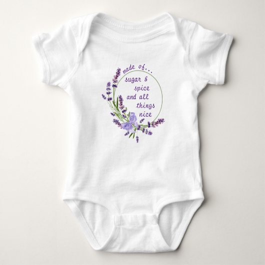 Paarse Floral Wreator Sugar & Spice Nursery Rhyme Romper (Voorkant)