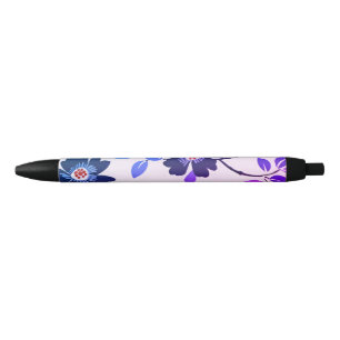 Paarse Floral Zwarte Inkt Pen