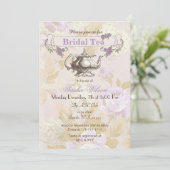 paarse florale Bridal Tea Party nodigt uit Kaart (Staand voorkant)