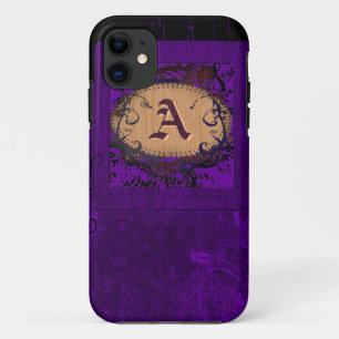  paarse florale en monogram A Case-Mate iPhone Case