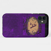  paarse florale en monogram A Case-Mate iPhone Case (Achterkant (horizontaal))