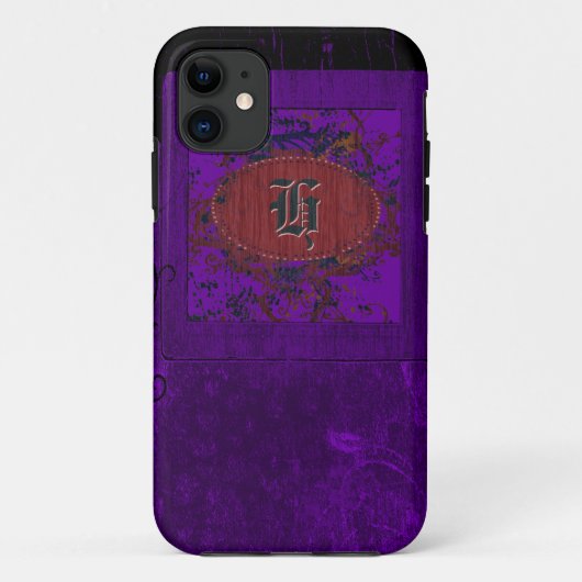 Paarse  florale en monogram H Case-Mate iPhone Case (Achterkant)