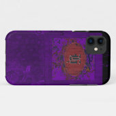 Paarse  florale en monogram H Case-Mate iPhone Case (Achterkant (horizontaal))