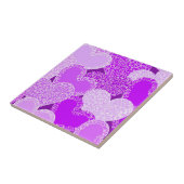 Paarse florale harten patroon tegeltje (Zijkant)