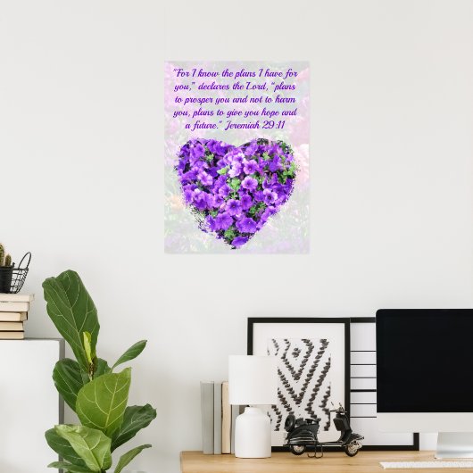  PAARSE FLORALE JEREMIAH 29:11 BIBLIOTHEEK POSTER (Thuiskantoor)