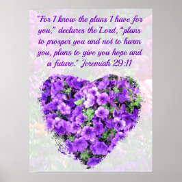 PAARSE FLORALE JEREMIAH 29:11 BIBLIOTHEEK POSTER