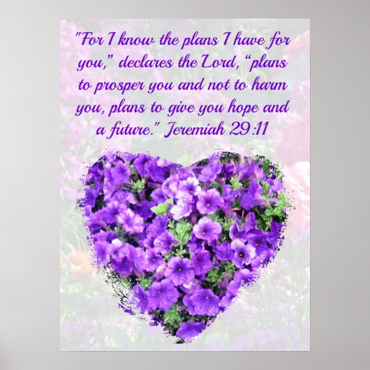  PAARSE FLORALE JEREMIAH 29:11 BIBLIOTHEEK POSTER (Voorkant)
