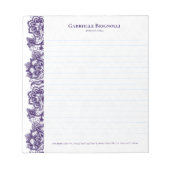 Paarse  florale kant notitieblok (Voorkant)
