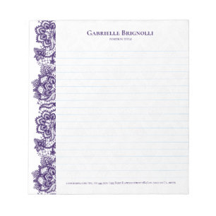 Paarse  florale kant notitieblok