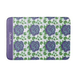Paarse florale naadloze patroon, gepersonaliseerde badmat