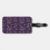Paarse florale naadloze patroon, gepersonaliseerde bagagelabel (Achterkant horizontaal)