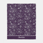 Paarse florale naadloze patroon, gepersonaliseerde fleece deken (Voorkant)