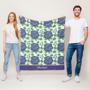 Paarse florale naadloze patroon, gepersonaliseerde fleece deken