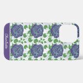 Paarse florale naadloze patroon, gepersonaliseerde iPhone hoesje (Achterkant horizontaal)