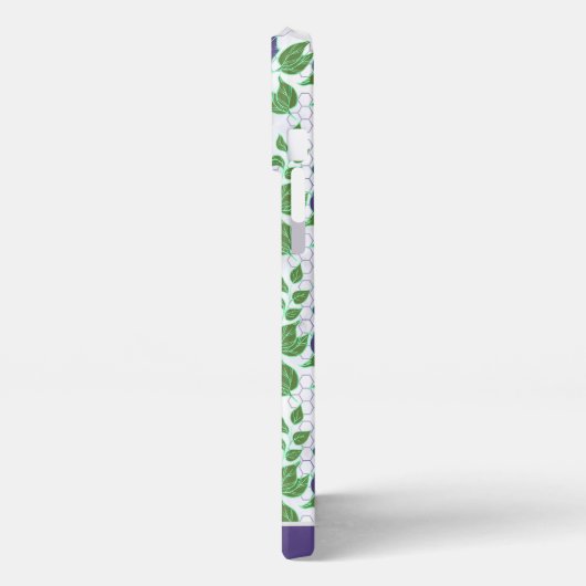 Paarse florale naadloze patroon, gepersonaliseerde iPhone hoesje (Linkerkant)