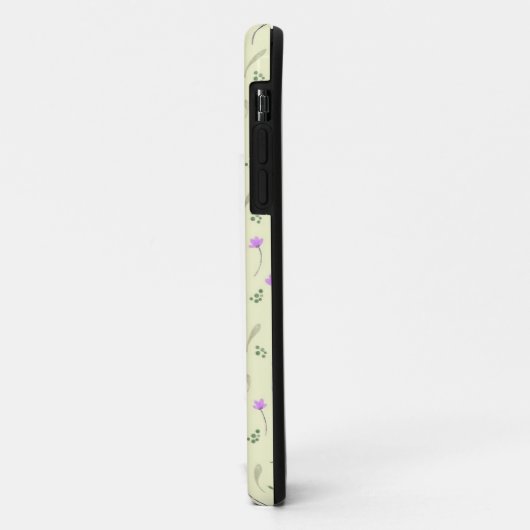 paarse florale patroon op geel Case-Mate iPhone case (Achterkant/links)