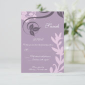 paarse florale polka dot rsvp kaartje (Staand voorkant)
