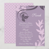 paarse florale polkadop kaart (Voorkant / Achterkant)