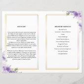 Paarse florale sjabloon van het Funeral Program (Achterkant)