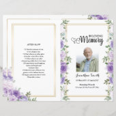 Paarse florale sjabloon van het Funeral Program (Voorkant / Achterkant)