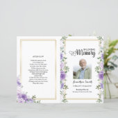 Paarse florale sjabloon van het Funeral Program (Staand voorkant)