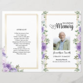 Paarse florale sjabloon van het Funeral Program (Voorkant)