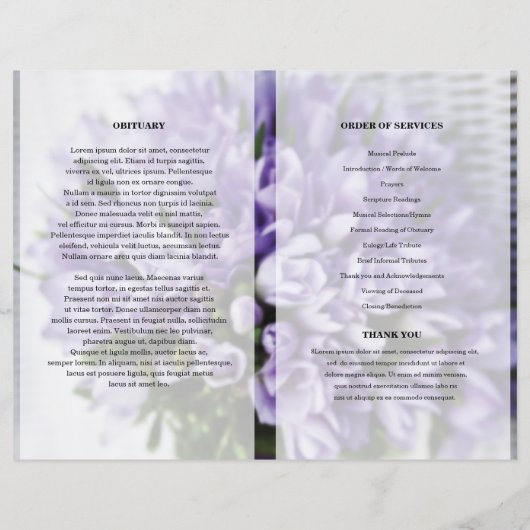 Paarse florale sjabloon van het Funeral Program (Achterkant)
