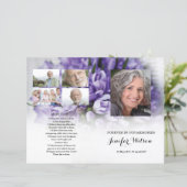 Paarse florale sjabloon van het Funeral Program (Staand voorkant)
